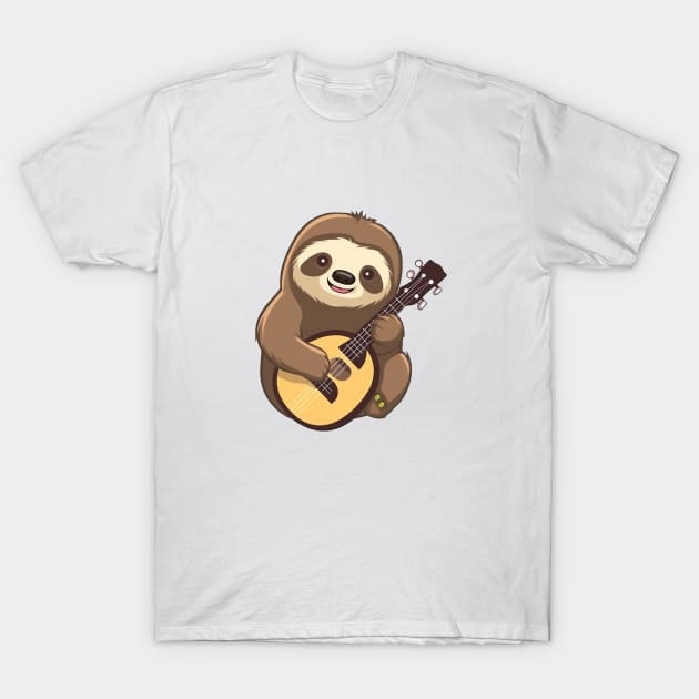 Cute Sloth Playing Guitar T-Shirt by Artifyio